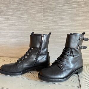 Sz39 Gianvito Rossi Lagarde Black Leather Combat Boots